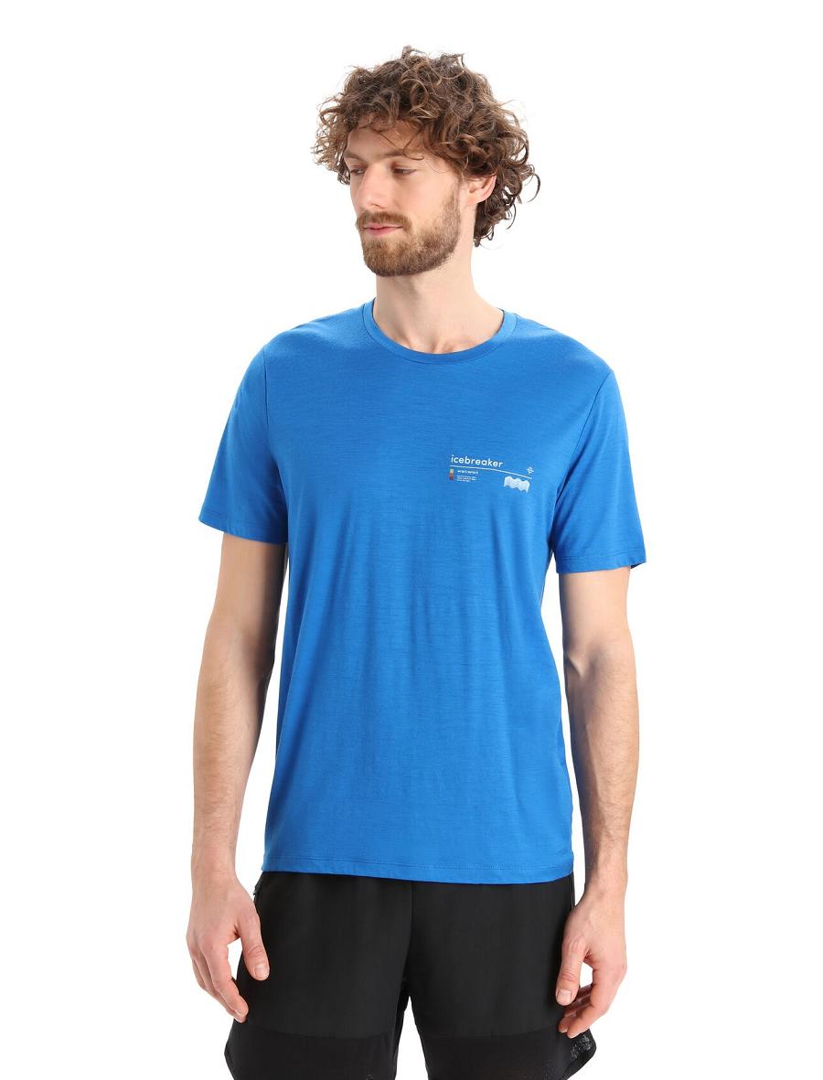 Lazurite Men's Icebreaker Merino Tech Lite II Short Sleeve Alpine Zone T Shirts | USA 1177OKIR